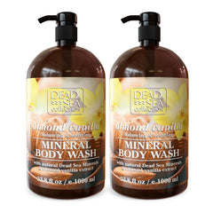 Dead Sea Collection Almond Vanilla bottle with pump for easy dispensing and hydration.