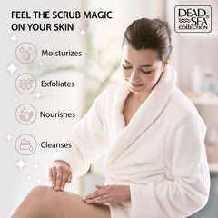 Dead Sea Collection Almond Vanilla Salt Scrub pour reveals rich oils and mineral blend.