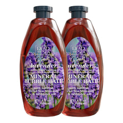 Dead Sea Collection Lavender Bubble Bath bottle shows minerals for moisturized skin.