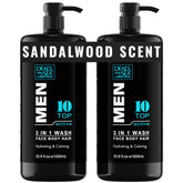 Dead Sea Collection 3-in-1 sandalwood body wash bottle front view for daily skin and hair care