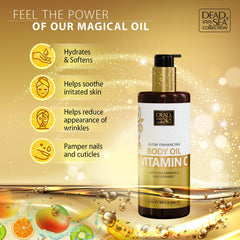 Vitamin C and Vitamin E provide gentle antioxidant care in Dead Sea Collection Body Oil.