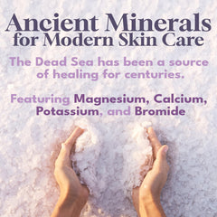 Dead Sea Warehouse Amazing Minerals Bath Salts dry crystals suggest exfoliation and moisturization potential.