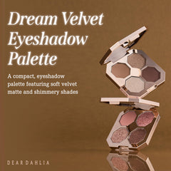 Dear Dahlia Dream Velvet Love Spell palette open shows four shades for versatile day to night looks.