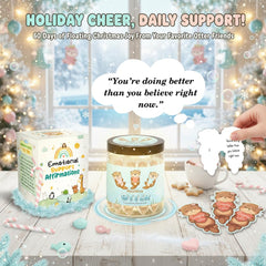 DEARMINE affirmation cards spread featuring 60+ uplifting messages with playful otter artwork.