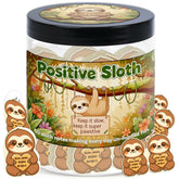 DEARMINE Positive Sloth Jar close-up of 60 affirmation cards for daily motivation.