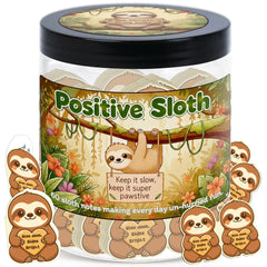 DEARMINE Positive Sloth Jar close-up of 60 affirmation cards for daily motivation.