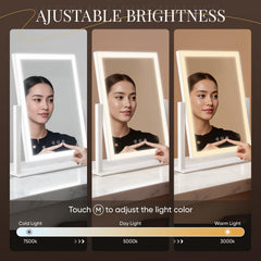 DECADENCE vanity mirror with lights 10X magnifier for fine detail.