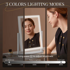 DECADENCE vanity mirror with lights 5X magnifier for quick checks.