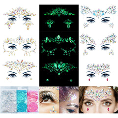 DECOYARDOO face gems glow-in-the-dark sheets for festival looks