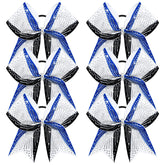 DEEKA six-pack 8-inch glitter bows in royal blue, black and white with eye-catching shine