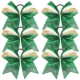 DEEKA 7-inch glitter cheer bow with rhinestones for bold game-day sparkle.