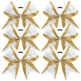 DEEKA 8inch glitter gold and white cheer bow shines from every angle for bold routines.
