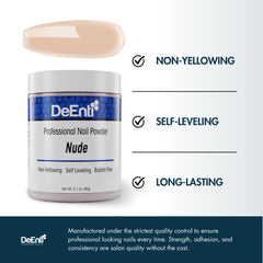 DeEnti acrylic nail powder nude texture swatch for even color payoff