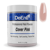 DeEnti acrylic nail powder cover pink bubble-free finish for flawless overlays.