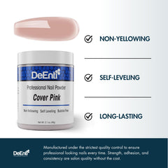 DeEnti 2oz acrylic powder for professional-grade, low-lift manicure results.