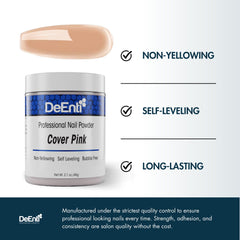 DeEnti dark nude powder swatch shows smooth self-leveling coverage