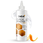 DeEnti Instant Cuticle Remover bottle pour demonstrates gel flow for quick softening.