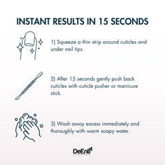 DeEnti softening action cuticle remover demonstrates effective softening for easier push-back.