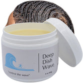 Deep Dish Wave Pomade jar close-up showing natural texture for defined 360 waves.