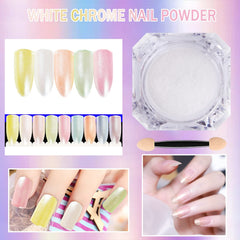 Deepmind White Pearl Chrome Nail Powder swatch with pearlescent color