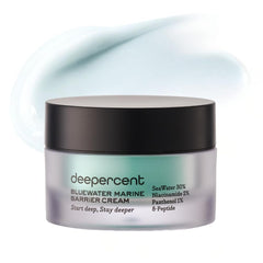 DEEPERCENT Bluewater Barrier Night Cream bottle demonstrates deep hydration and barrier support.
