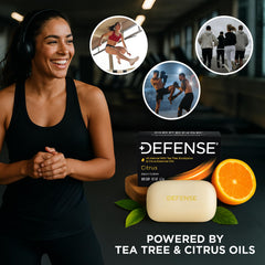 Defense Soap Citrus Bar triple-milled foam delivers a long-lasting cleanse.