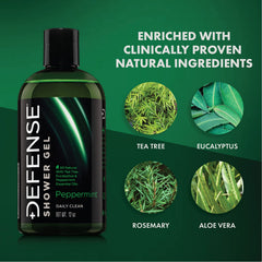 Defense Soap Peppermint Tea Tree Body Wash rich creamy lather in action