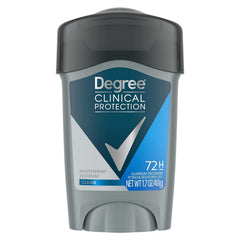 Degree Men Clean Clinical antiperspirant bottle offers all-day protection.