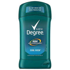 Degree Men Cool Rush bottle showing Arctic freshness and long-lasting protection.