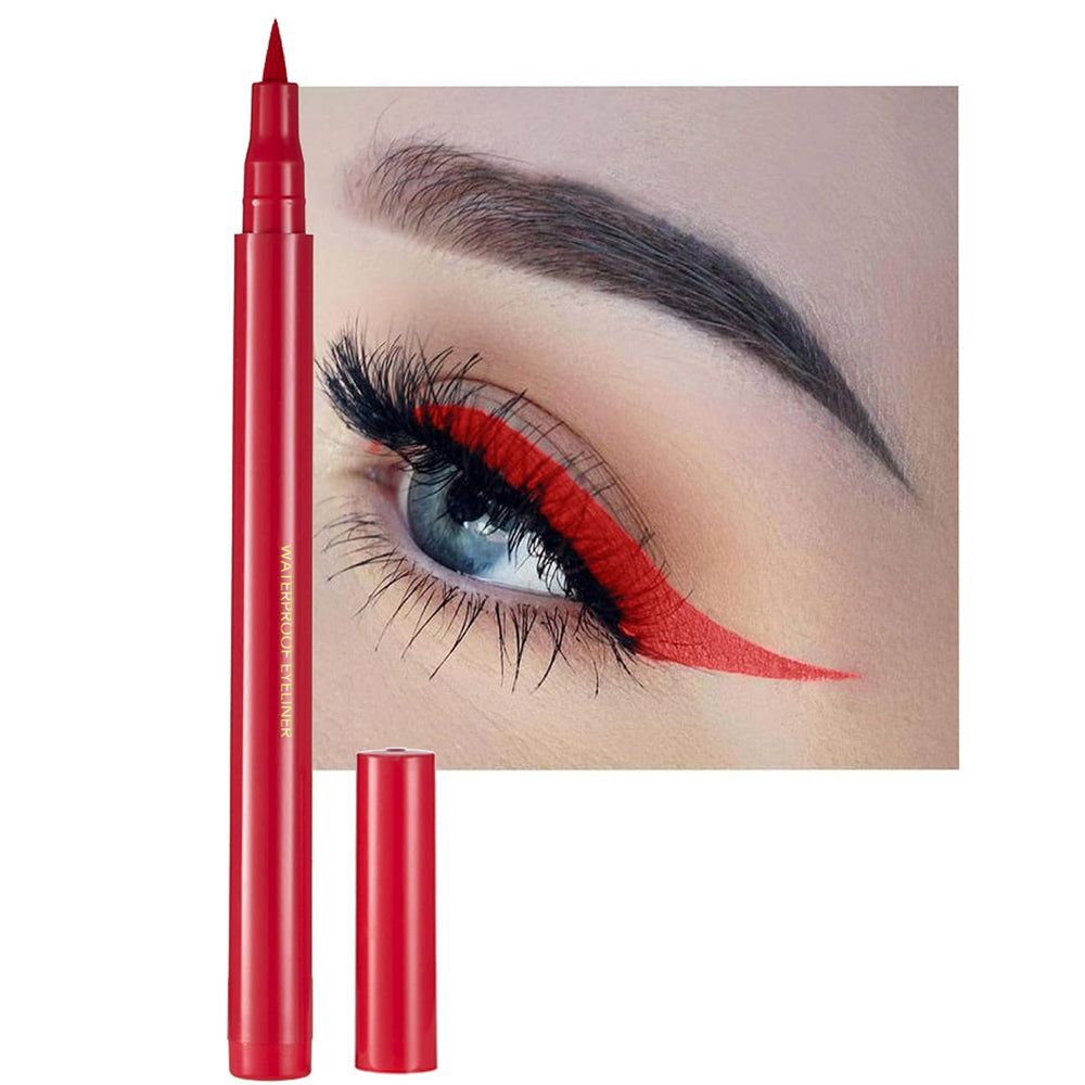 DekRion Liquid Eyeliner Red with a fine tip for precise, long-lasting color.
