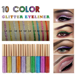 DekRion silver glitter eyeliner with reflective shine and waterproof wear