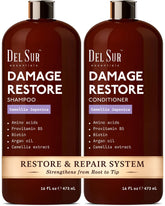 DEL SUR Hair Repair Shampoo bottle showcasing Camellia Japonica and Biotin for smoother strands