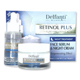 Delfanti Milano Retinol Plus serum bottle for nightly hydration.