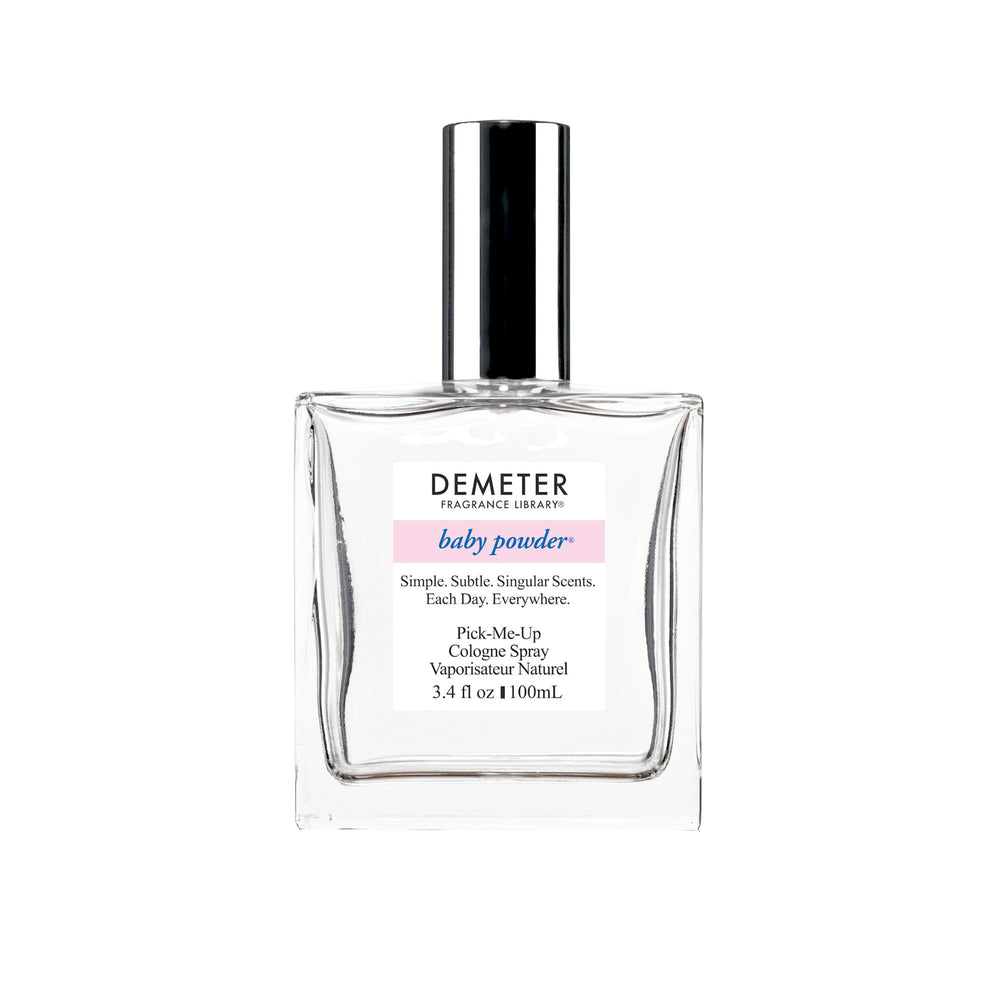 Demeter Baby Powder Cologne Spray bottle with clean packaging for everyday freshness.