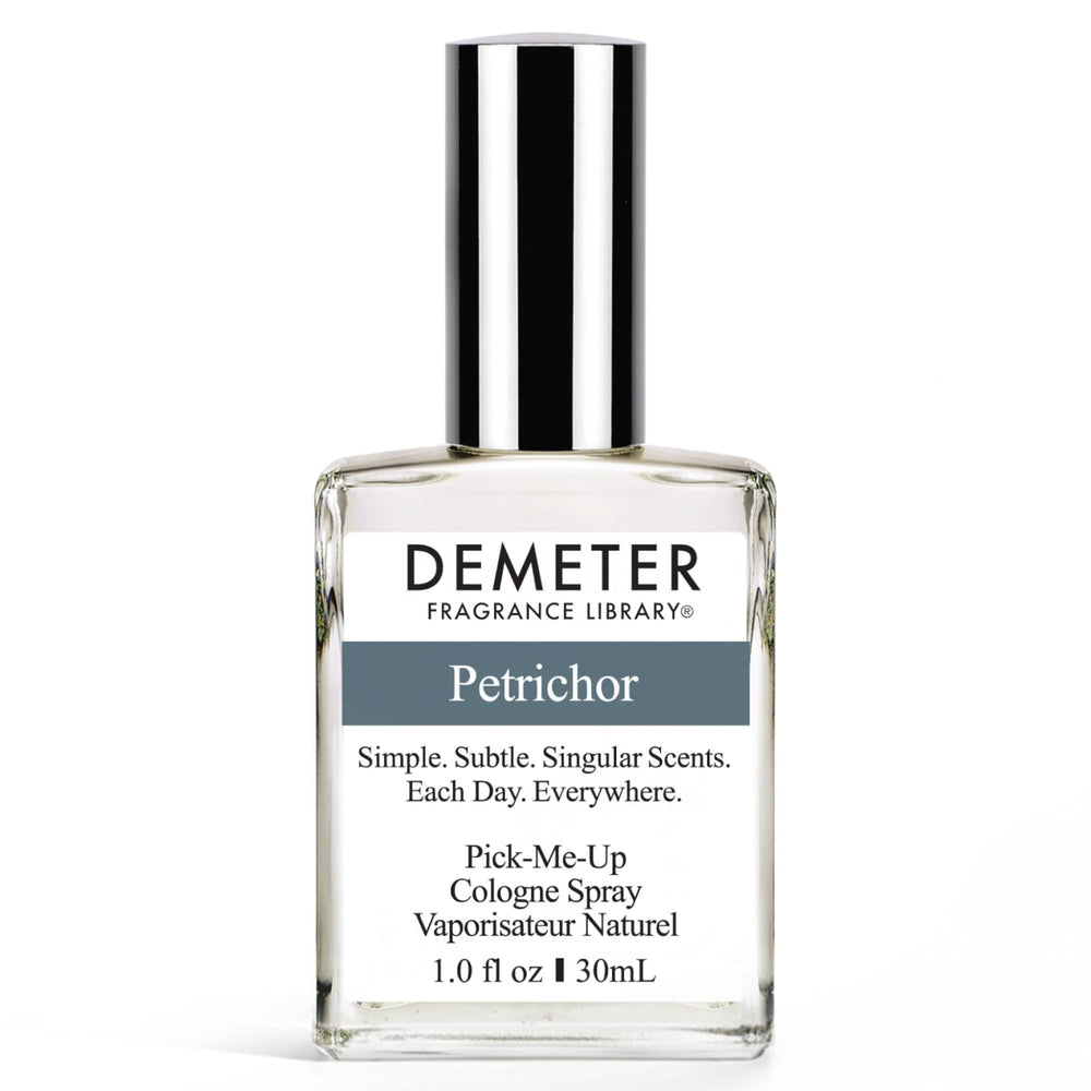 Demeter Petrichor bottle front showing an earthy rain scent for daily wear