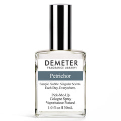 Demeter Petrichor bottle front showing an earthy rain scent for daily wear
