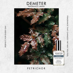 Demeter Petrichor spray release captured during application for instant freshness