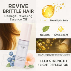 DEMIKI Hair Oil shine shot on glossy, healthy-looking strands.