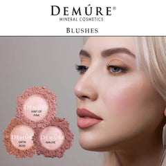 DEMÚRE Mineral Blush compact close-up, showcasing smooth, easy application.