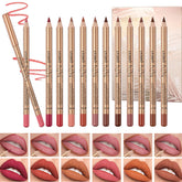 DENESTUP 12 colors lip liner set swatches show smooth, long-lasting pigment.