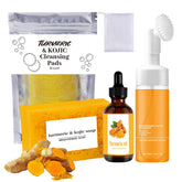 DENESTUP Turmeric Wash and Care 4-Piece Set displayed for daily cleansing and brightening.
