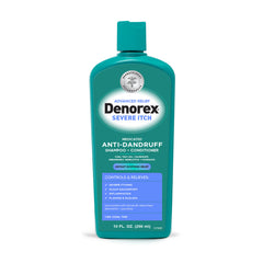 Denorex Advanced Relief shampoo bottle with coal tar for soothing scalp relief