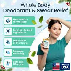 DeoCaps bottle pour image highlights ease of daily dosing and convenience