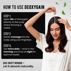 Deoxygain Hair Serum clear gel texture ready for quick scalp absorption