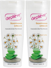 Depileve Soothing Cream bottle closeup showing calming post-wax care.
