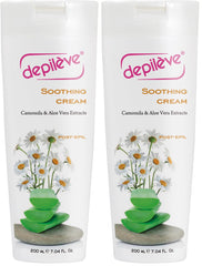 Depileve Soothing Cream bottle closeup showing calming post-wax care.