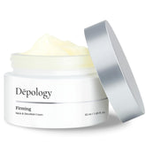 Depology Firming Neck & Décolleté Cream packshot highlighting a luxurious texture for potential tightening.
