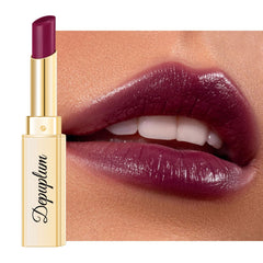 Depuplum DM93 grape purple lipstick close-up with hydrated, glossy lips