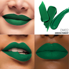 Swatch of Depuplum Green Forest on skin showing vivid matte color.