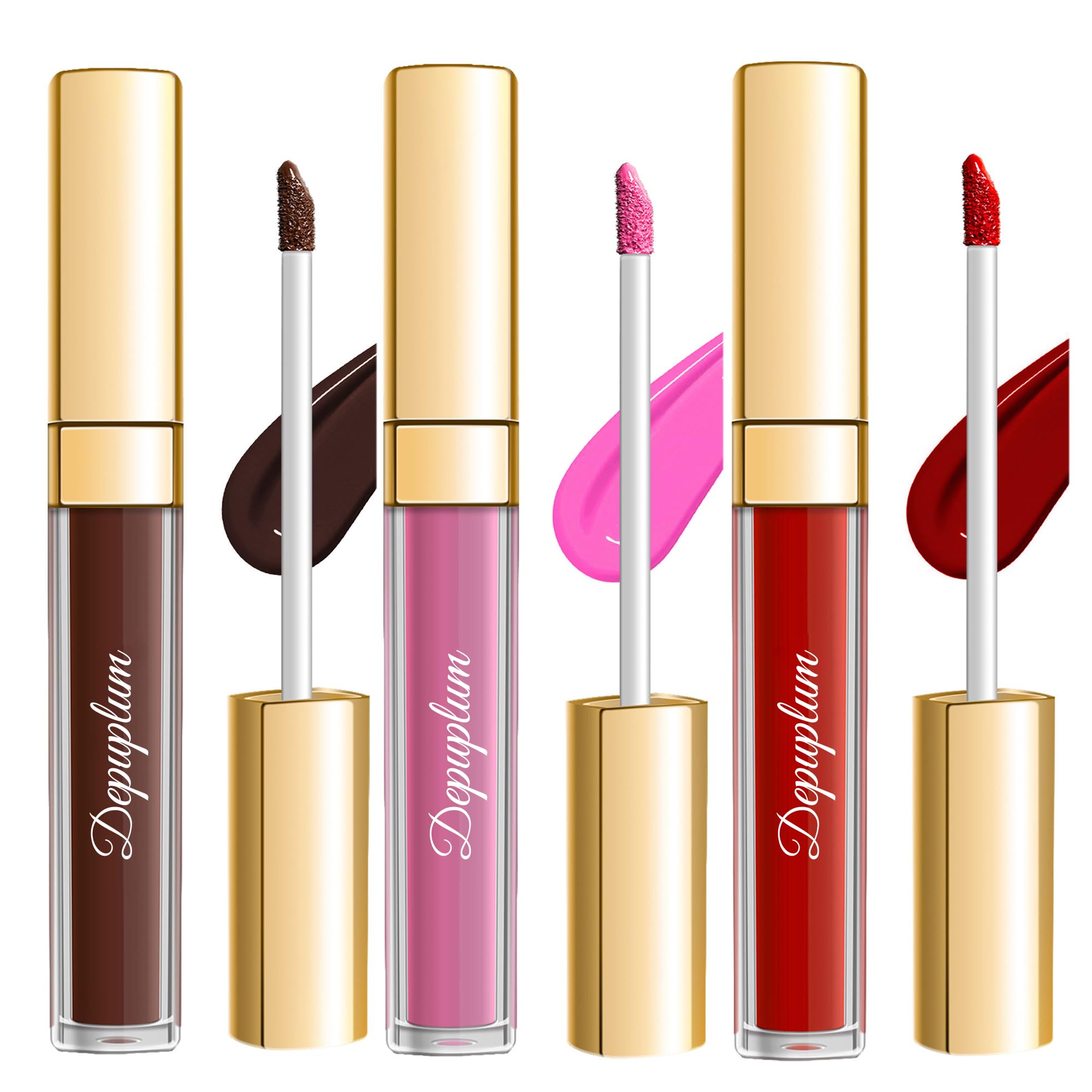 Depuplum DM15 dark brown matte lipstick swatch for rich color and longevity.